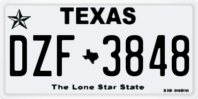 TX license plate DZF3848