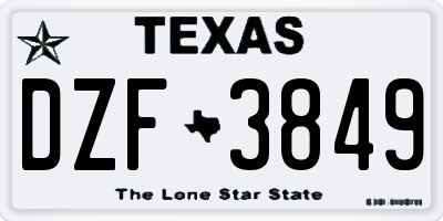 TX license plate DZF3849