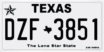 TX license plate DZF3851