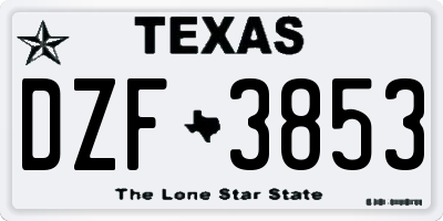 TX license plate DZF3853