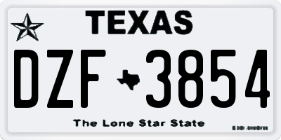 TX license plate DZF3854