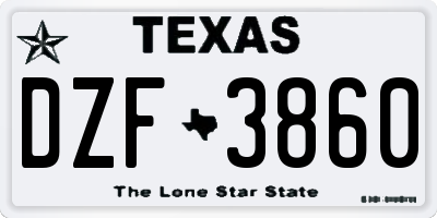 TX license plate DZF3860