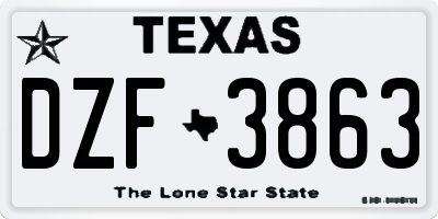 TX license plate DZF3863