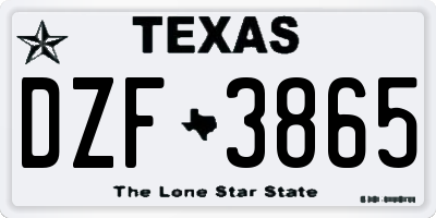TX license plate DZF3865