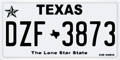 TX license plate DZF3873