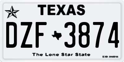 TX license plate DZF3874
