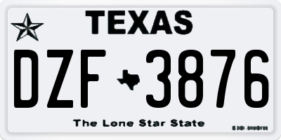TX license plate DZF3876