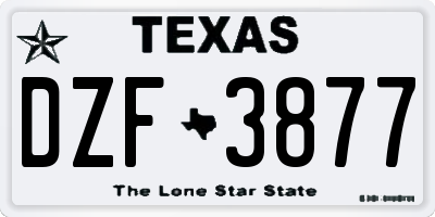 TX license plate DZF3877