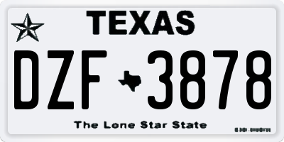 TX license plate DZF3878