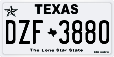 TX license plate DZF3880