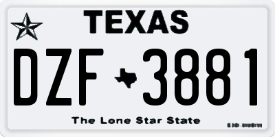 TX license plate DZF3881
