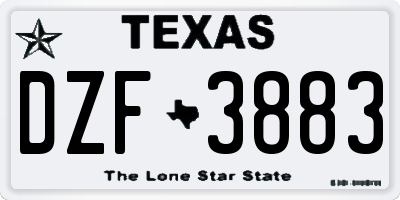 TX license plate DZF3883