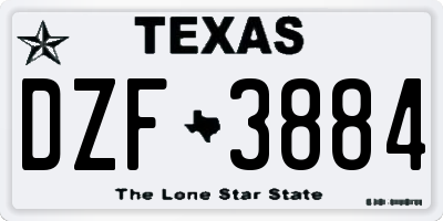 TX license plate DZF3884
