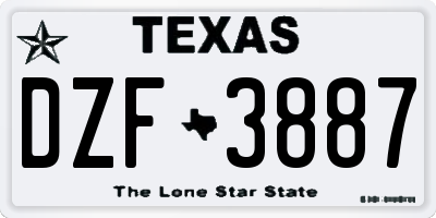 TX license plate DZF3887