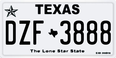 TX license plate DZF3888