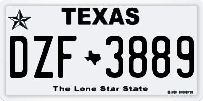 TX license plate DZF3889