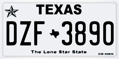 TX license plate DZF3890