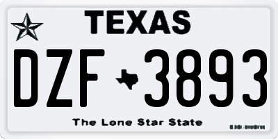 TX license plate DZF3893