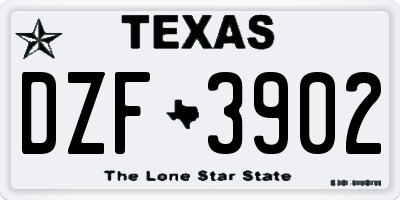 TX license plate DZF3902