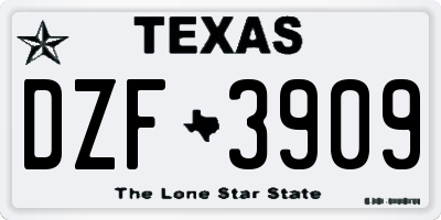 TX license plate DZF3909