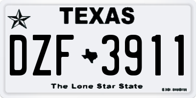 TX license plate DZF3911