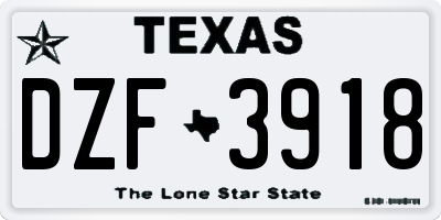 TX license plate DZF3918