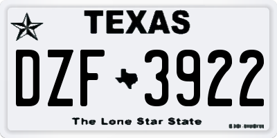 TX license plate DZF3922