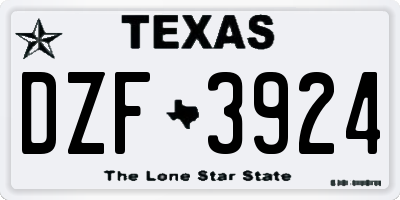 TX license plate DZF3924