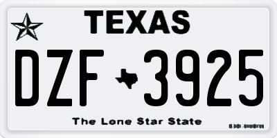 TX license plate DZF3925