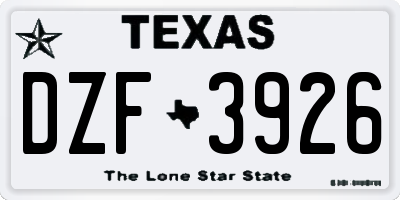 TX license plate DZF3926