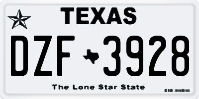 TX license plate DZF3928
