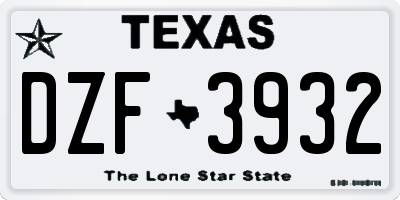 TX license plate DZF3932
