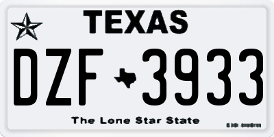 TX license plate DZF3933