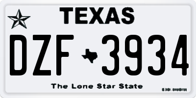 TX license plate DZF3934