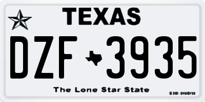 TX license plate DZF3935