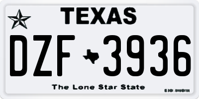 TX license plate DZF3936