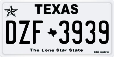 TX license plate DZF3939