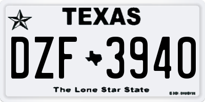 TX license plate DZF3940