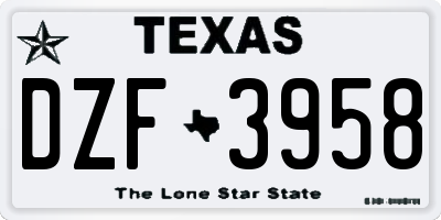 TX license plate DZF3958