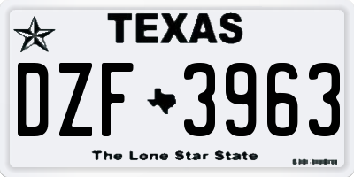 TX license plate DZF3963