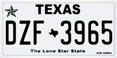 TX license plate DZF3965