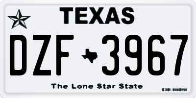 TX license plate DZF3967