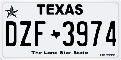 TX license plate DZF3974