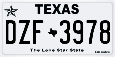 TX license plate DZF3978
