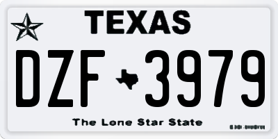 TX license plate DZF3979