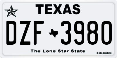 TX license plate DZF3980