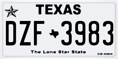 TX license plate DZF3983
