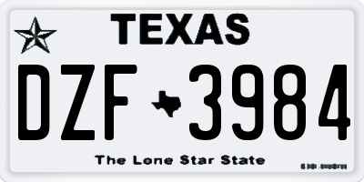 TX license plate DZF3984