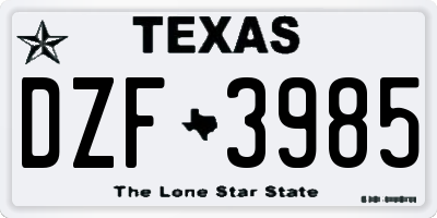 TX license plate DZF3985