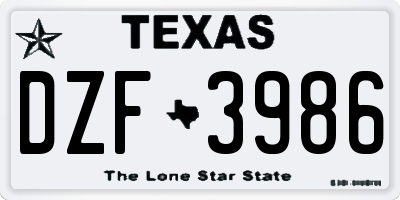 TX license plate DZF3986